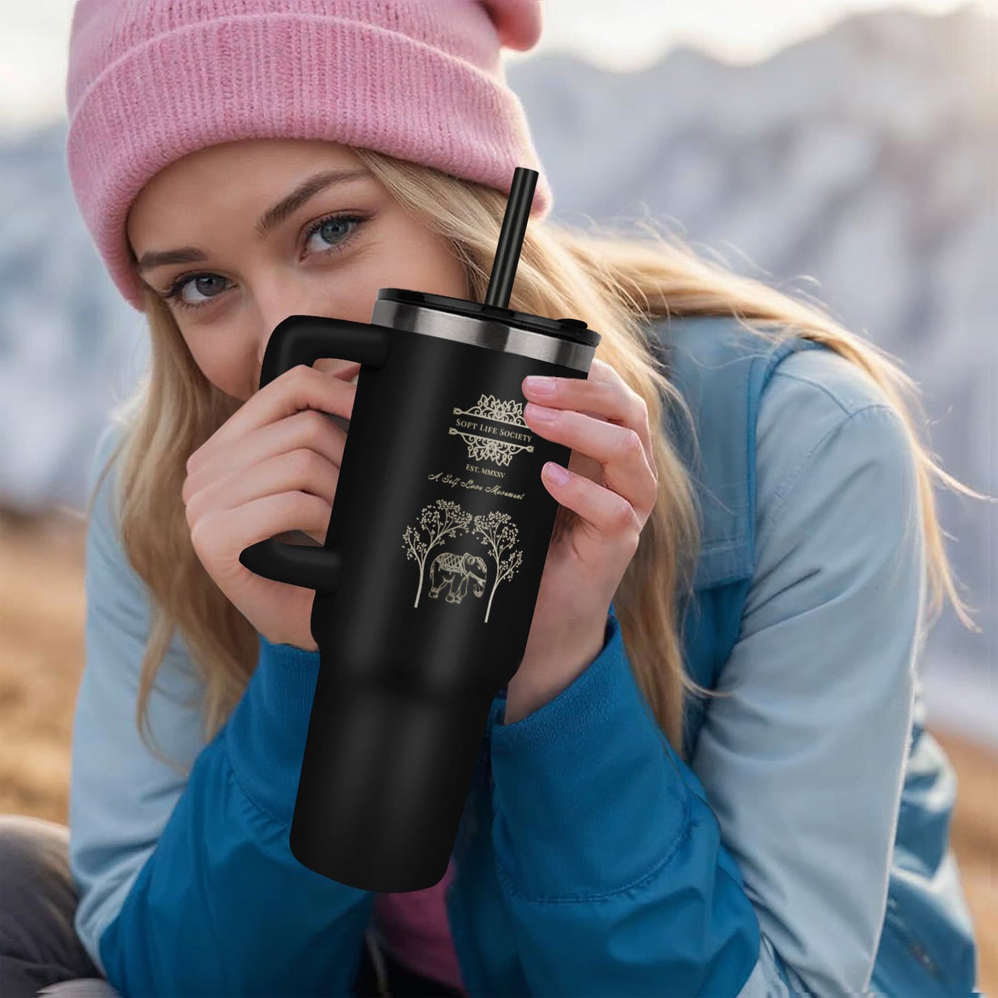 Soft Life Society™ 40oz Laser Engraved Tumbler | Insulated Hydration Cup