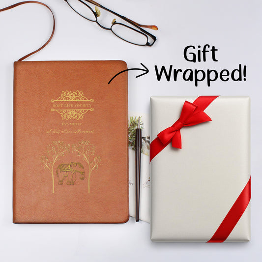 Soft Life Society™ Elephant & Tree Self-Love Journal – Vegan Leather Notebook for Healing, Wellness, Reflection & Growth | Guided Writing Gift