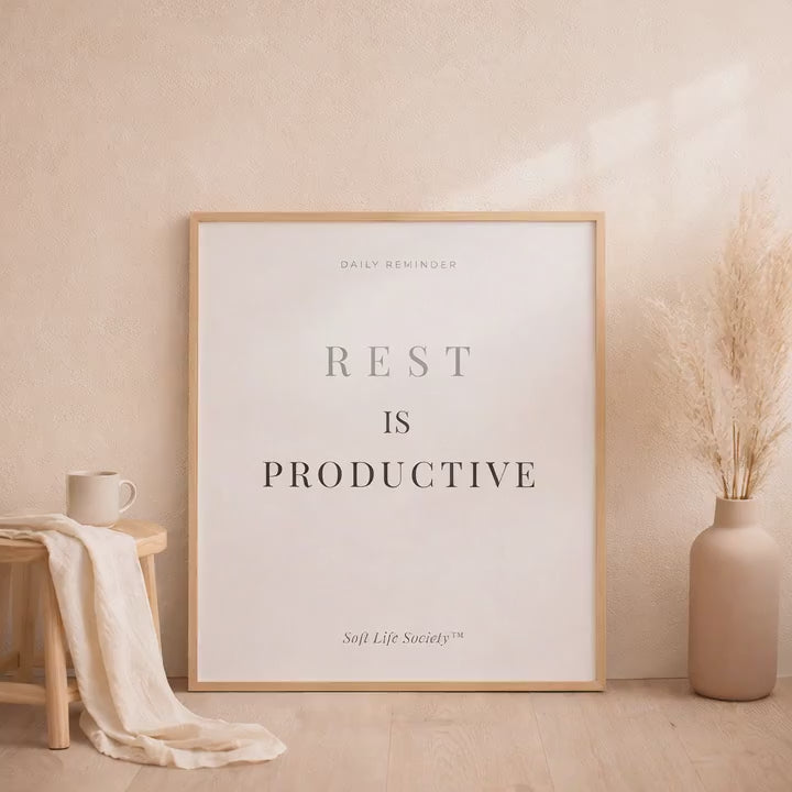 Rest is Productive affirmation printable artwork by Soft Life Society