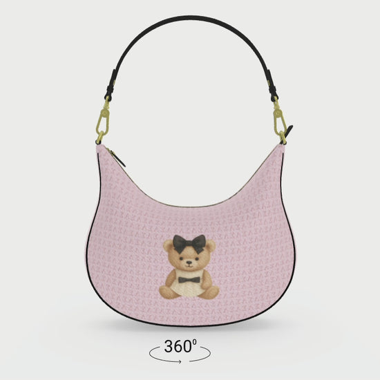 360-degree rotating view of the Le Petit Teddy™ Blush Couture Curve Hobo Bag.