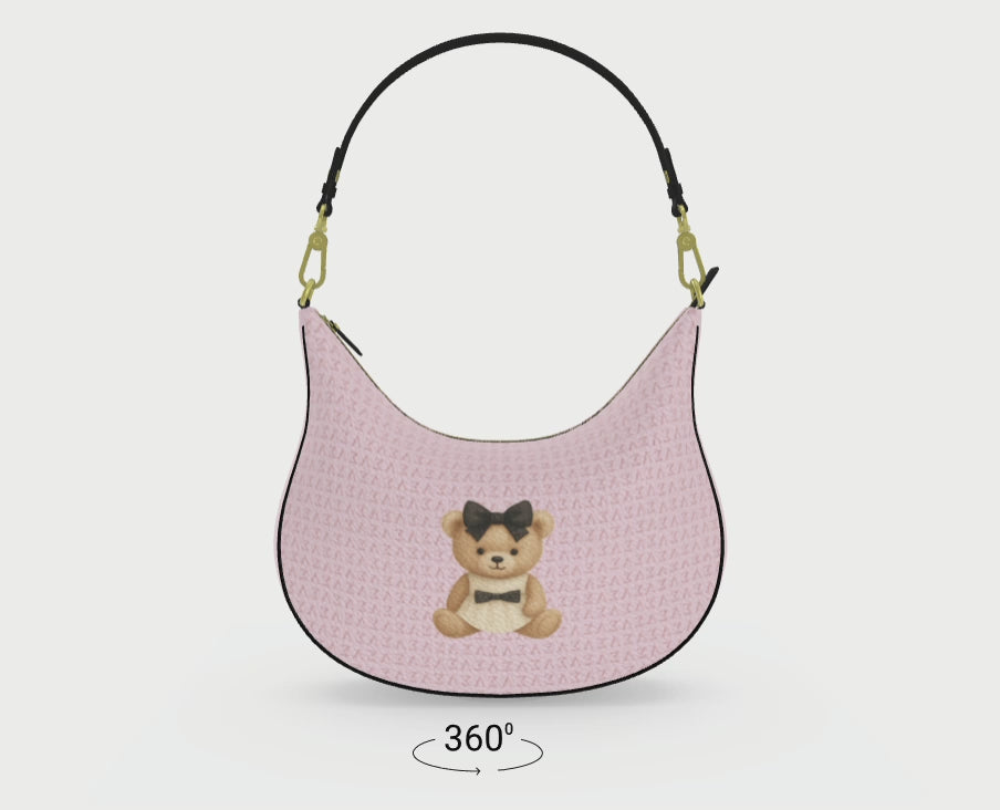 360-degree rotating view of the Le Petit Teddy™ Blush Couture Curve Hobo Bag.