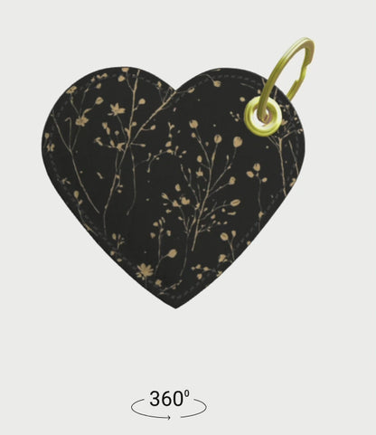 Noir Botanica Keychain | Leather Heart Charm