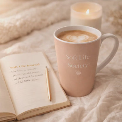 Soft Life Society Latte Mug video advertisement featuring "Soft mornings start here."