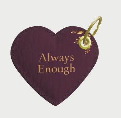 Always Enough Keychain | Leather Heart Charm (Wine)