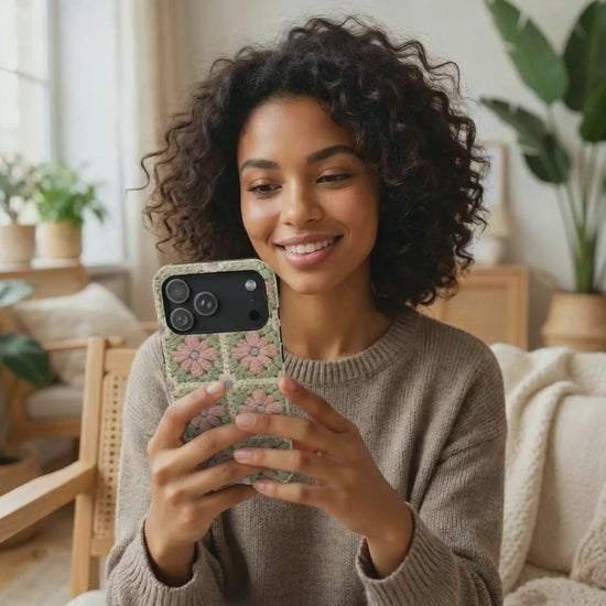 preview video of pink and green crochet _iPhone series