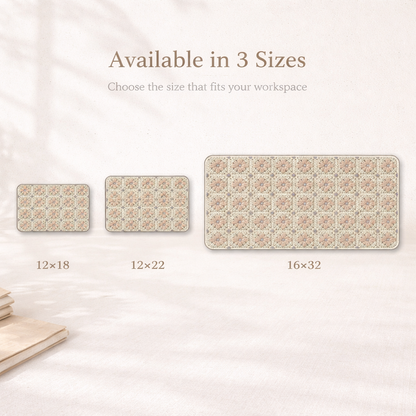 Three size options of a decorative mat on a light background
